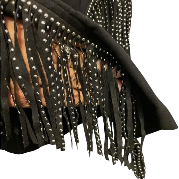 BB Fringe Studded Medium Polyester Mini Western Skirt - Picture 3 of 6